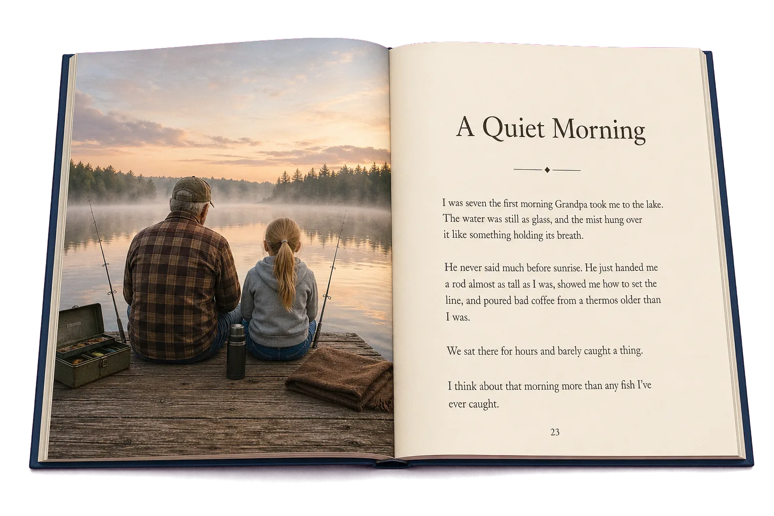 An open memoir book